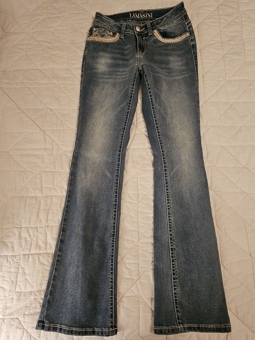 LAMASINI Embroidered Bootcut Tall Jeans  Size 5